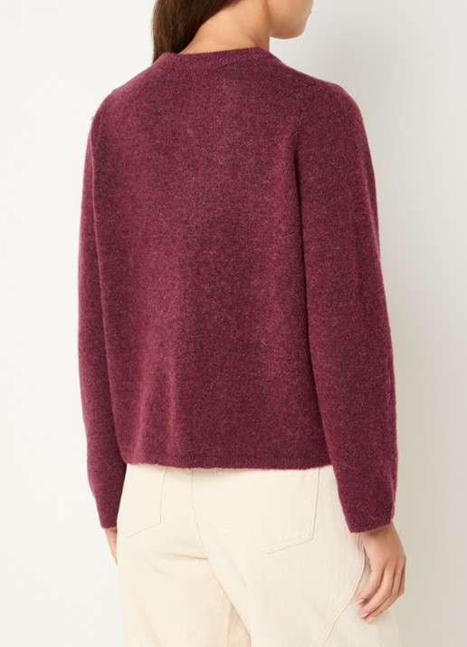 Selected Lulu fijngebreid vest in wolblend met ronde hals - achterkant 4 bordeauxrood