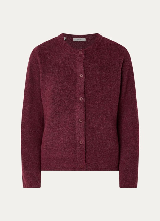 Selected Lulu fijngebreid vest in wolblend met ronde hals - voorkant bordeauxrood