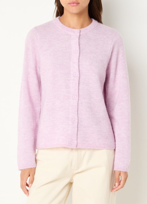Selected Lulu fijngebreid vest in wolblend met ronde hals - detail 3 roze