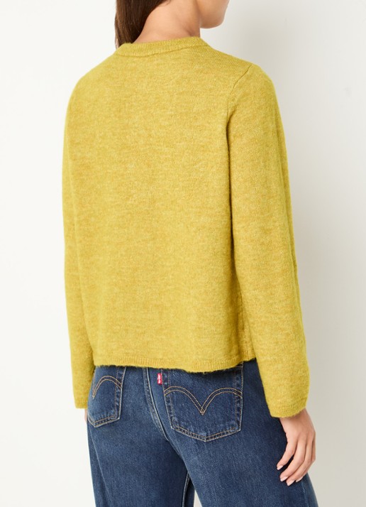 Selected Lulu fijngebreid vest in wolblend met ronde hals - achterkant 4 groen