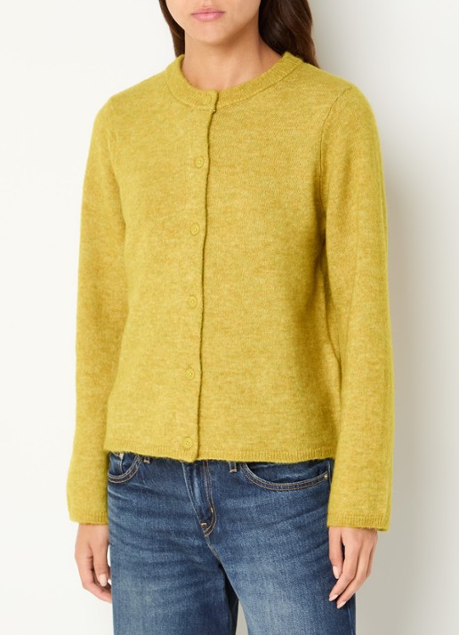 Selected Lulu fijngebreid vest in wolblend met ronde hals - detail 3 groen