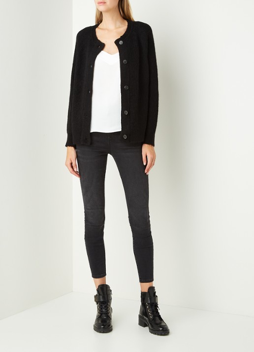 Selected Lulu fijngebreid vest in wolblend - voorkant 3 zwart
