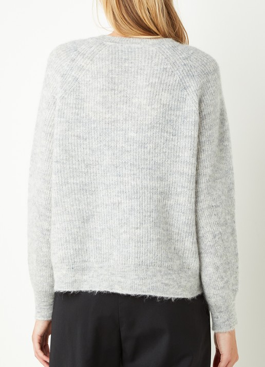 Selected Lulu fijngebreid vest in wolblend - achterkant 3 lichtgrijs