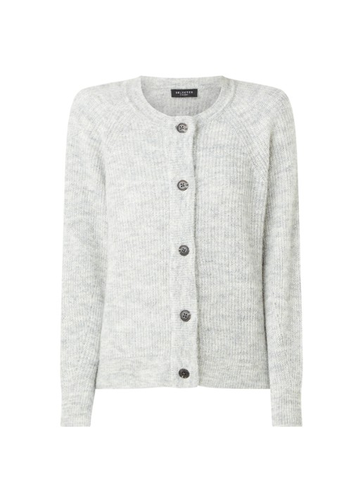 Selected Lulu fijngebreid vest in wolblend - voorkant lichtgrijs