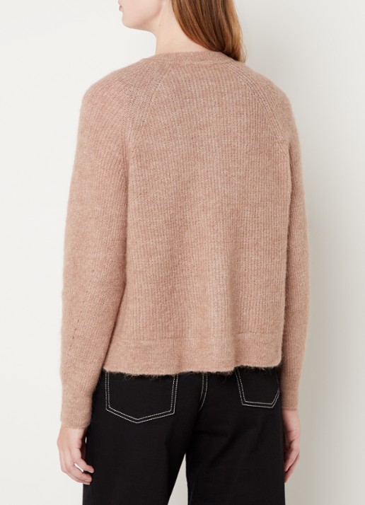 Selected Lulu fijngebreid vest in wolblend - achterkant bruin