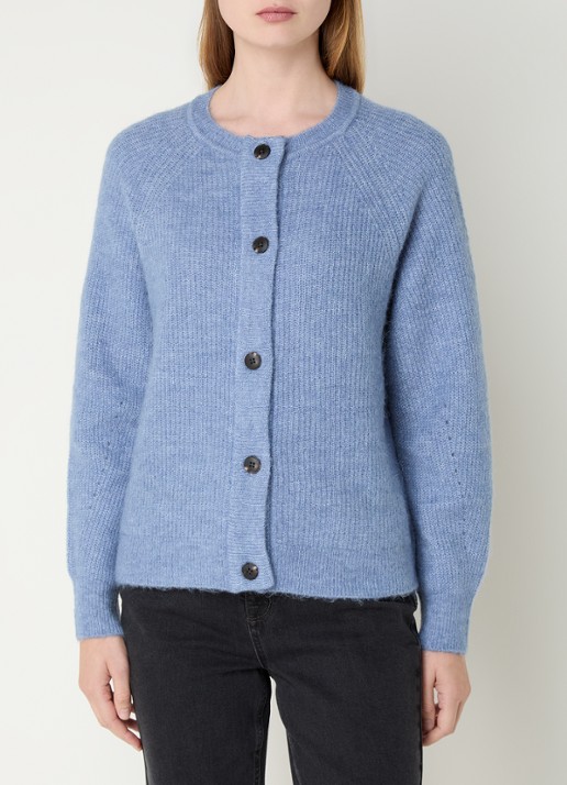 Selected Lulu fijngebreid vest in wolblend - detail 4 blauw