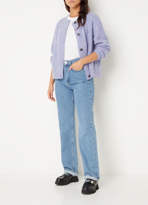 Selected Lulu fijngebreid vest in wolblend - voorkant 2 lavendel
