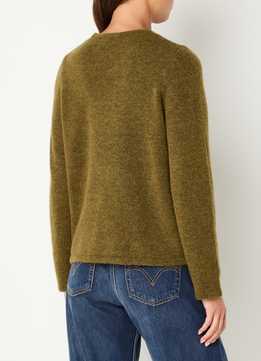 Selected Lulu fijngebreide pullover in wolblend met ronde hals - achterkant 4 mosgroen