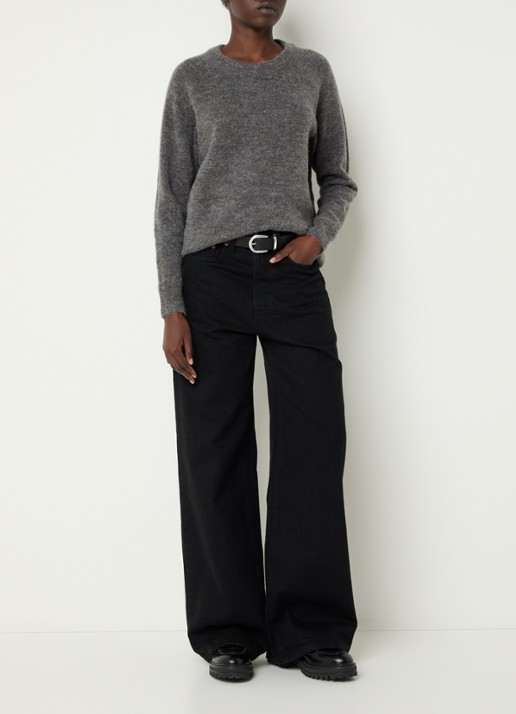 Selected Lulu fijngebreide pullover in wolblend - voorkant 3 grijs