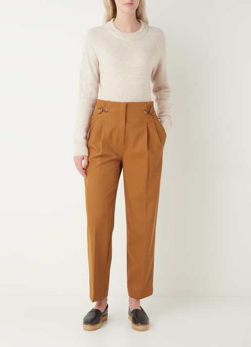 Selected Lulu fijngebreide pullover in wolblend - voorkant 3 beige