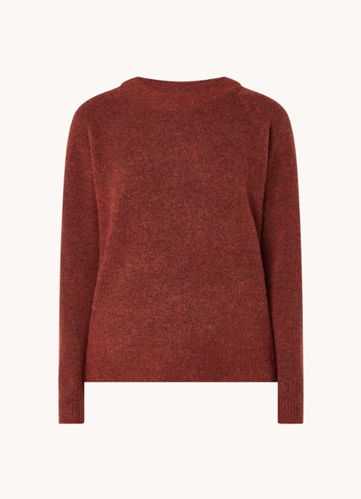 Selected Lulu fijngebreide pullover in wolblend - voorkant donkeroranje