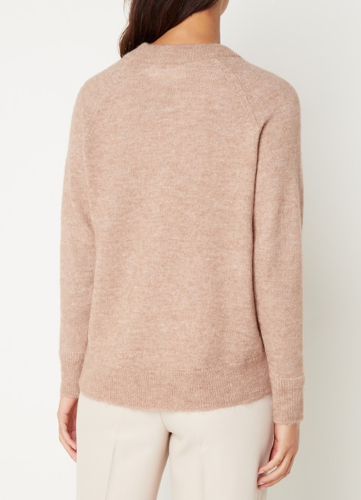 Selected Lulu fijngebreide pullover in wolblend - achterkant 3 lichtbruin