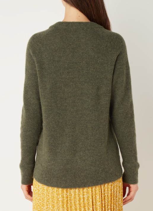 Selected Lulu fijngebreide pullover in wolblend - achterkant 4 groen