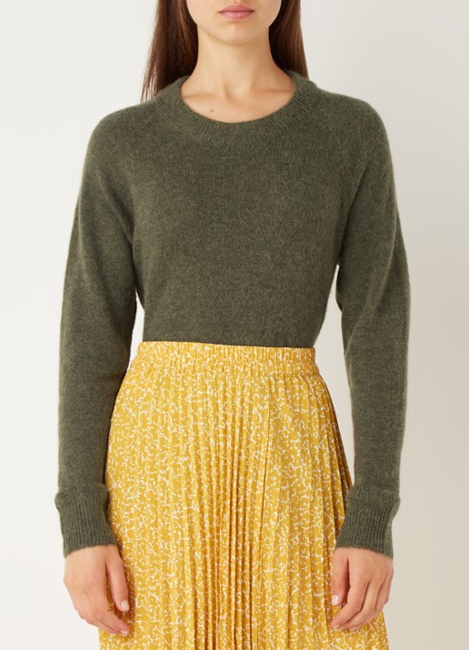 Selected Lulu fijngebreide pullover in wolblend - detail 3 groen