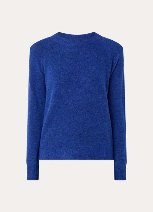 Selected Lulu fijngebreide pullover in wolblend - voorkant 2 kobaltblauw