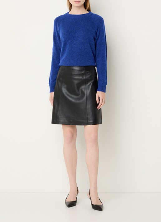 Selected Lulu fijngebreide pullover in wolblend - voorkant 3 kobaltblauw