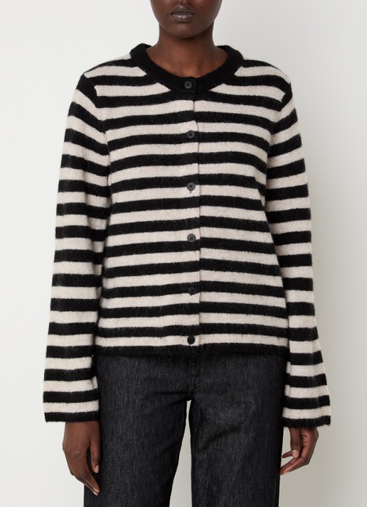 Selected Lulu grofgebreid vest in alpaca wolblend met streepprint