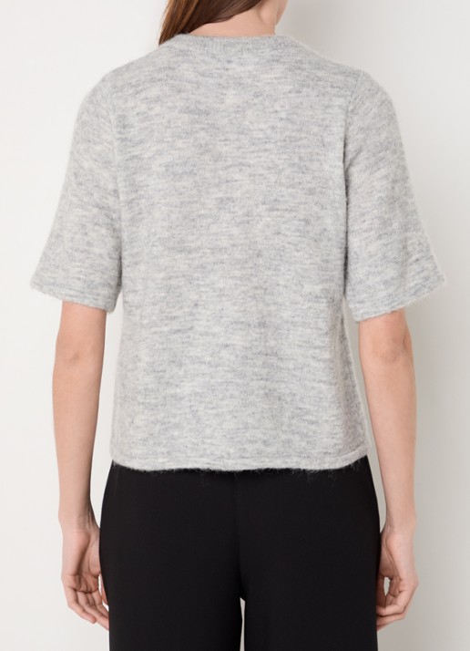 Selected Lulu grofgebreid vest in alpaca wolblend - achterkant 4 lichtgrijs