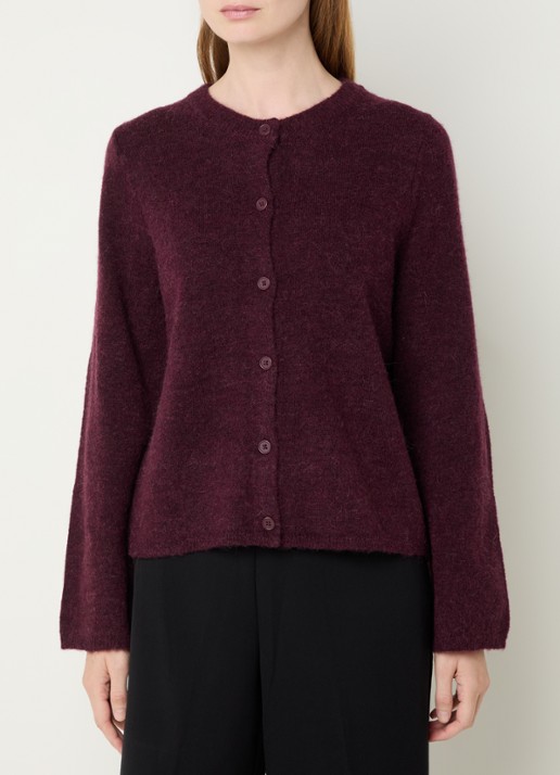 Selected Lulu grofgebreide vest in wolblend - detail 2 aubergine
