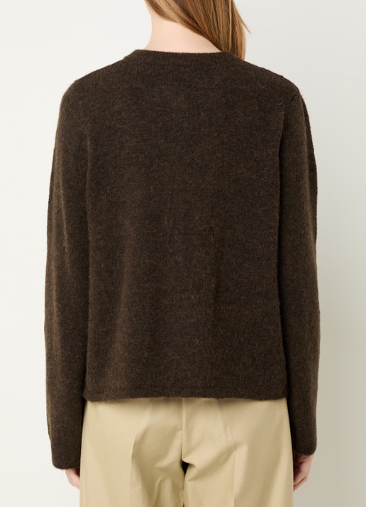 Selected Lulu grofgebreide vest in wolblend - achterkant donkerbruin