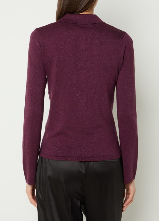 Selected Lura top  met lurex en polokraag - achterkant aubergine