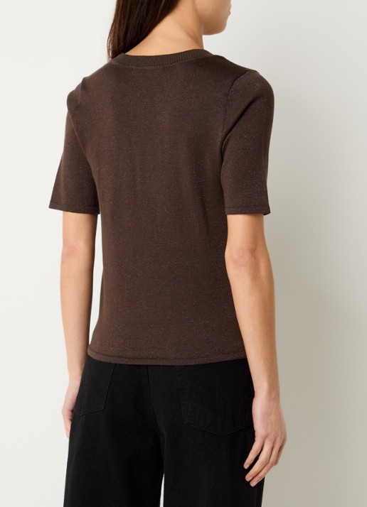 Selected Lura trui  met lurex - achterkant 4 bruin