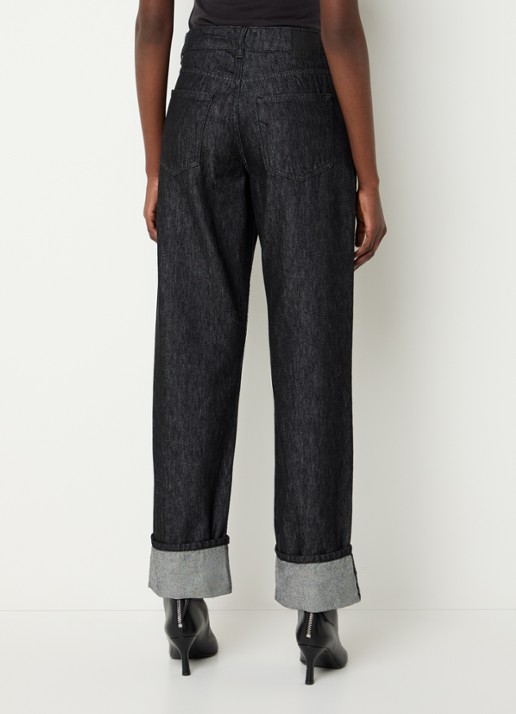 Selected Lyra high waist straight leg jeans met donkere wassing - achterkant 5 indigo