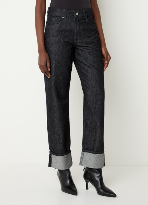 Selected Lyra high waist straight leg jeans met donkere wassing