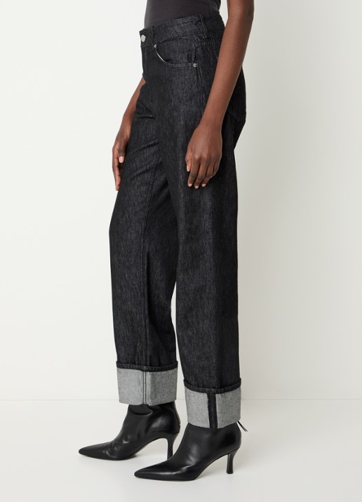 Selected Lyra high waist straight leg jeans met donkere wassing - detail 4 indigo
