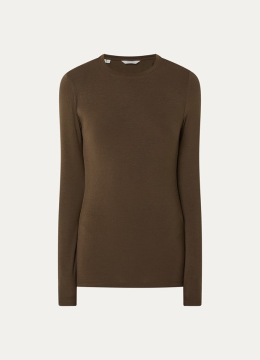 Selected Manja longsleeve met ronde hals - voorkant 3 bruin