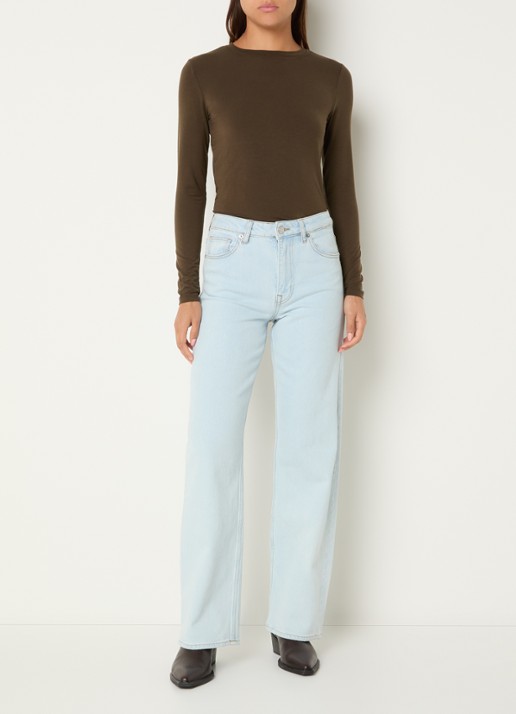 Selected Manja longsleeve met ronde hals - voorkant 4 bruin