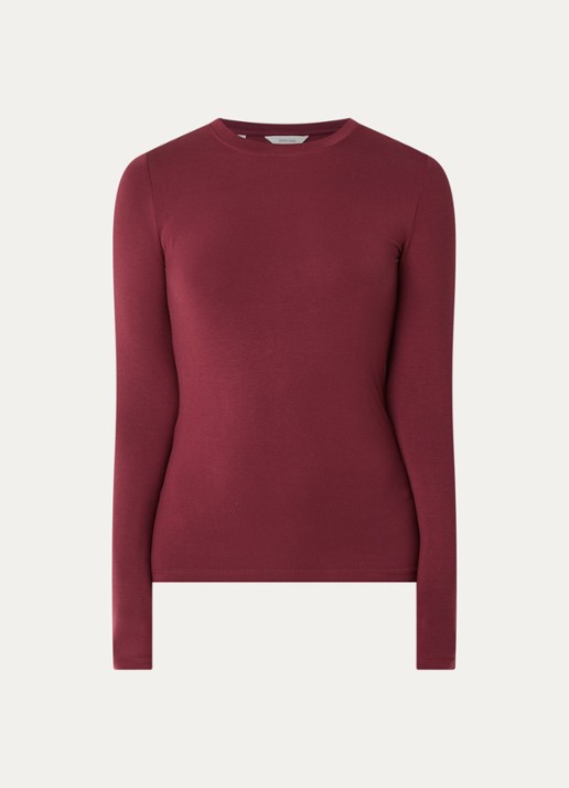Selected Manja trui met ronde hals - voorkant 3 bordeauxrood