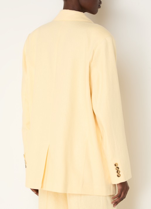 Selected Marlie oversized blazer in linnenblend met klepzakken - achterkant 3 lichtgeel