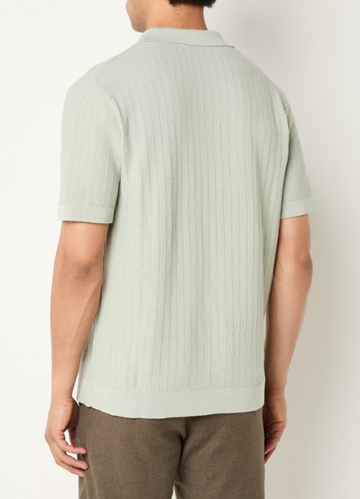 Selected Mattis regular fit polo in linnenblend - achterkant lindegroen