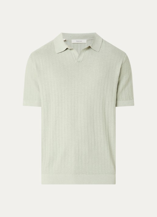 Selected Mattis regular fit polo in linnenblend - voorkant 2 lindegroen