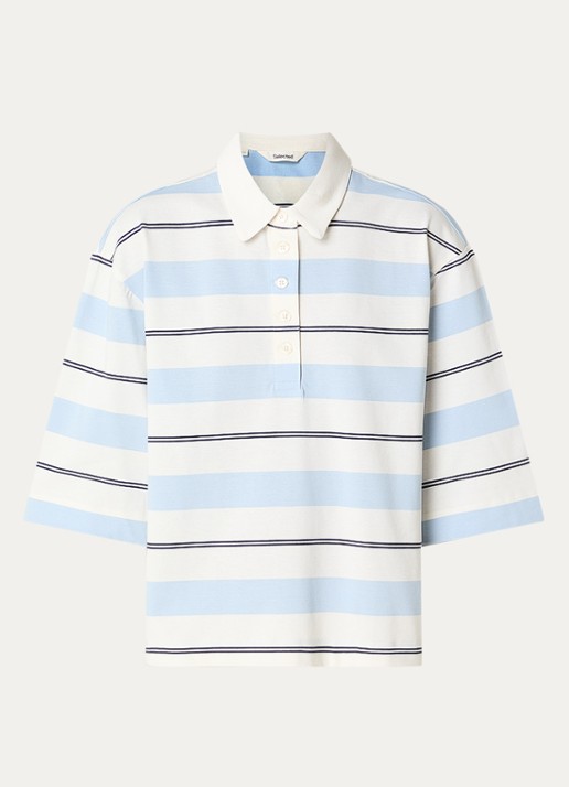 Selected Mellie top met polokraag - voorkant beige