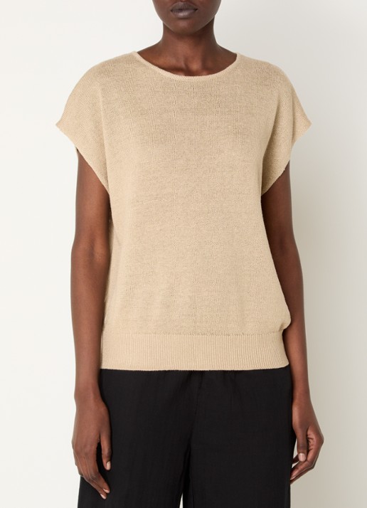 Selected Mia grofgebreide top in linnenblend met keyhole