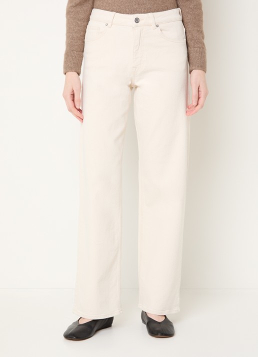 Selected Mid waist straight fit jeans met gekleurde wassing - detail 4 creme