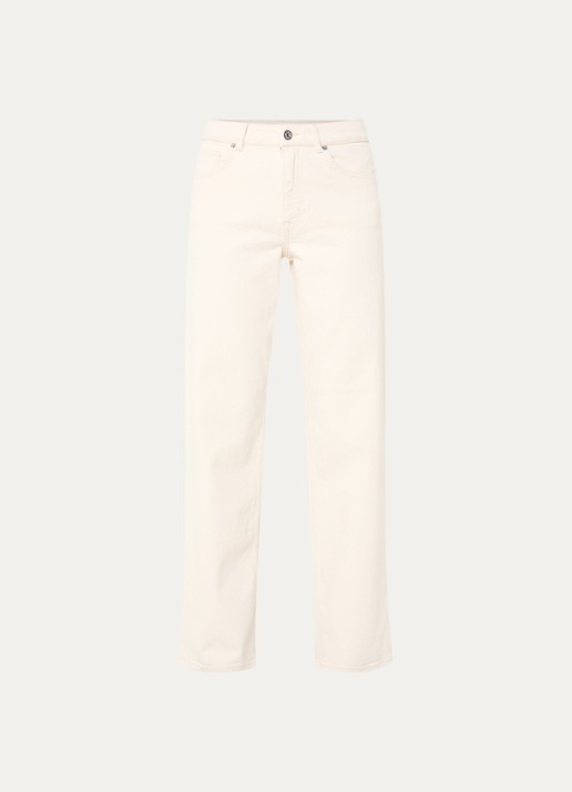 Selected Mid waist straight fit jeans met gekleurde wassing - voorkant creme