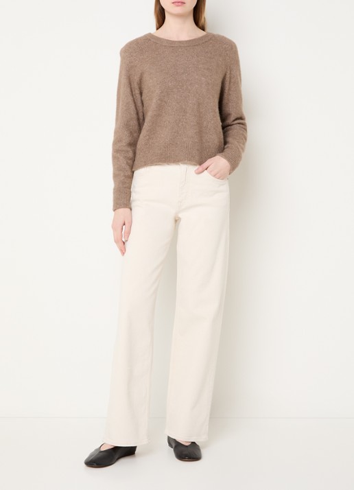 Selected Mid waist straight fit jeans met gekleurde wassing - voorkant 2 creme