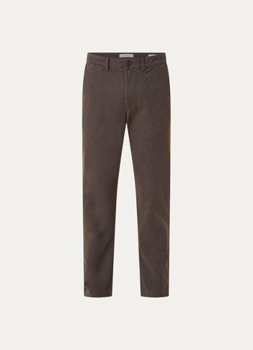 Selected Miles slim fit chino met steekzakken - voorkant bruin