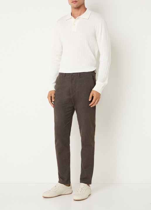 Selected Miles slim fit chino met steekzakken - voorkant 2 bruin