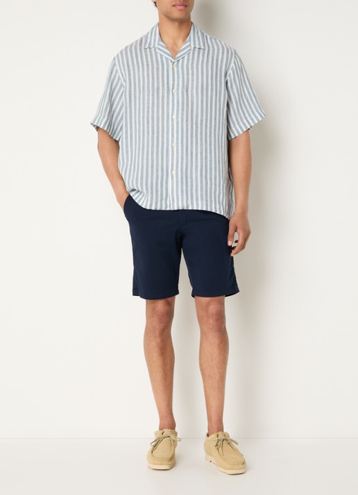 Selected Miles slim fit korte chino met steekzakken - voorkant 3 donkerblauw