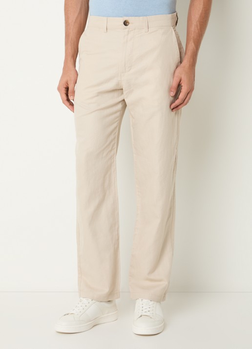 Selected Miles straight fit chino in linnenblend met steekzakken