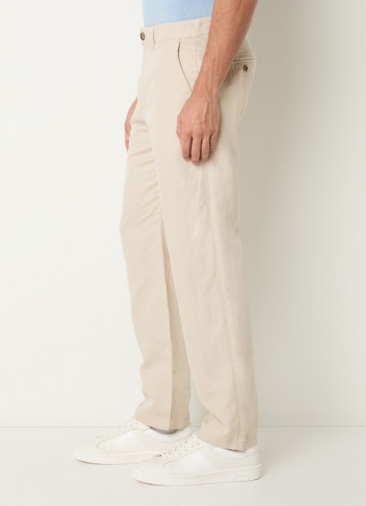 Selected Miles straight fit chino in linnenblend met steekzakken - detail 5 beige