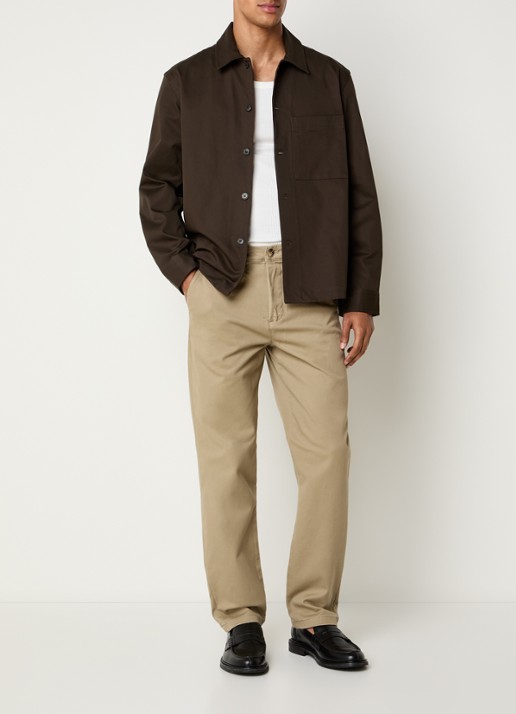 Selected Miles straight leg chino met steekzakken - voorkant 2 beige