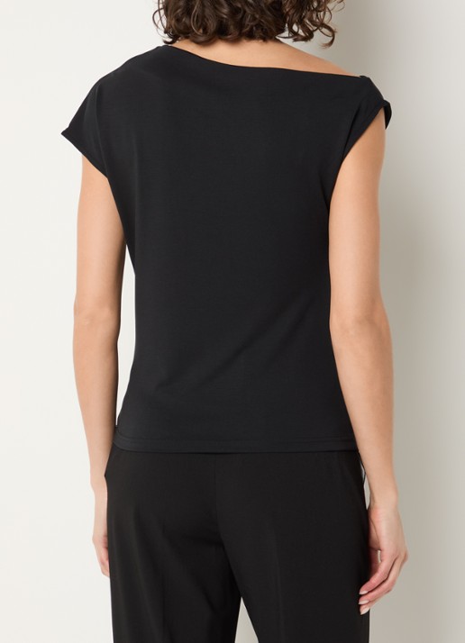 Selected Molly asymmetrische top met boothals - achterkant zwart