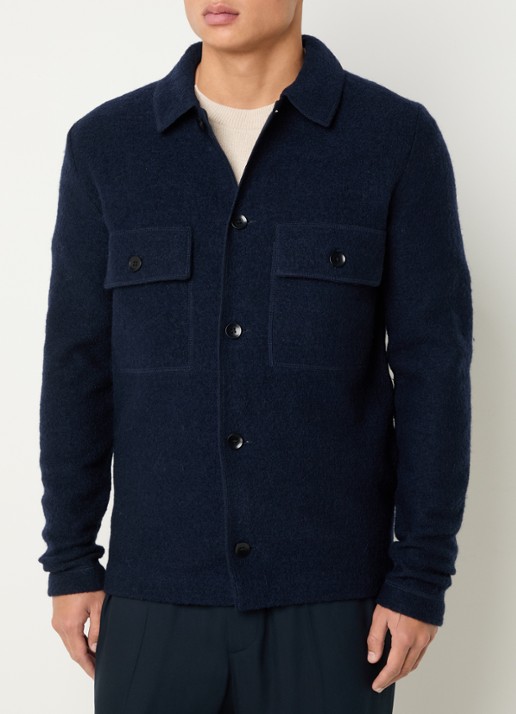 Selected Nealy overshirt van wol - detail 4 donkerblauw