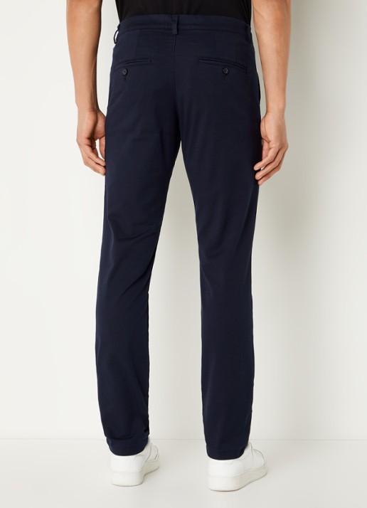 Selected New Miles slim fit chino met steekzakken - achterkant donkerblauw