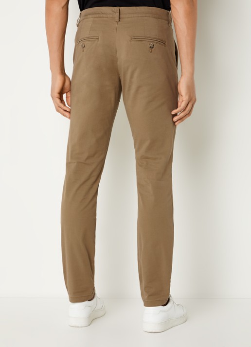 Selected New Miles slim fit chino met steekzakken - achterkant khaki